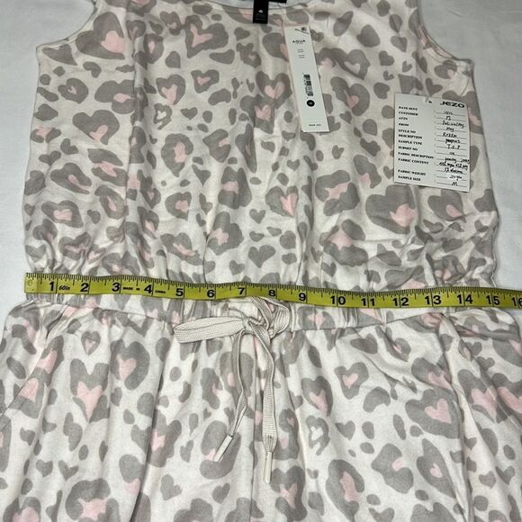 Aqua Lounge Women’s Stone Heart Shape Leopard Print Fleece Sleeveless Jumpsuit M - Picture 5 of 7